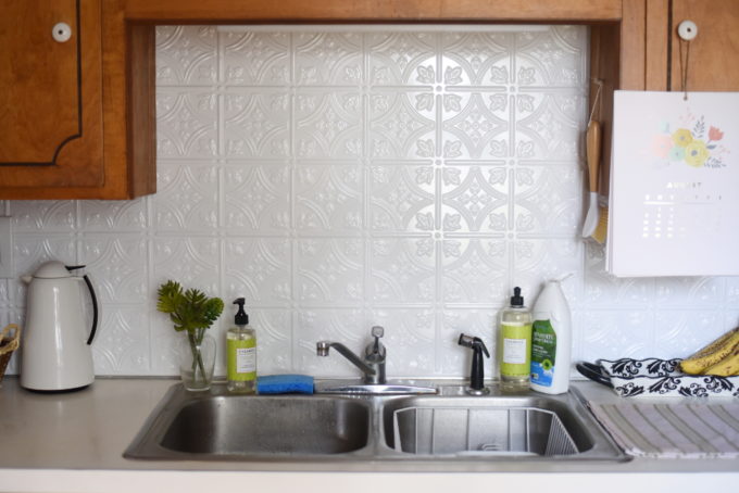 DIY White Faux Tile Kitchen Backsplash | Feathers in Our Nest